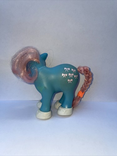 VTG My Little Pony Blue With Pink Bowtie Ribbons & Hair & Shoes ‘83 Hong Kong - Picture 3 of 18