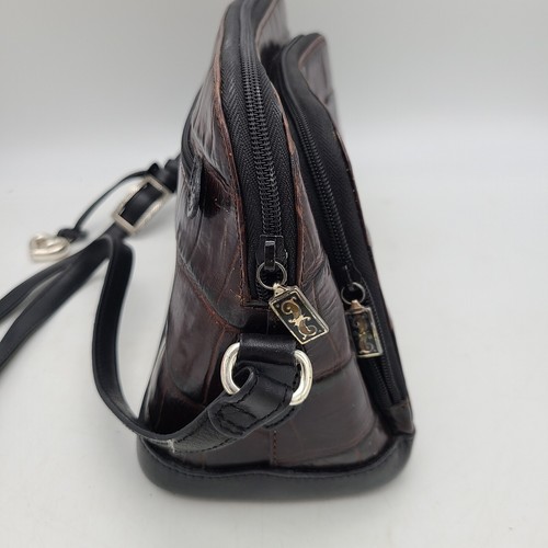 Brighton Brown Embossed Leather Shoulder Crossbody Bag Dome Shaped C886238 - Picture 5 of 11