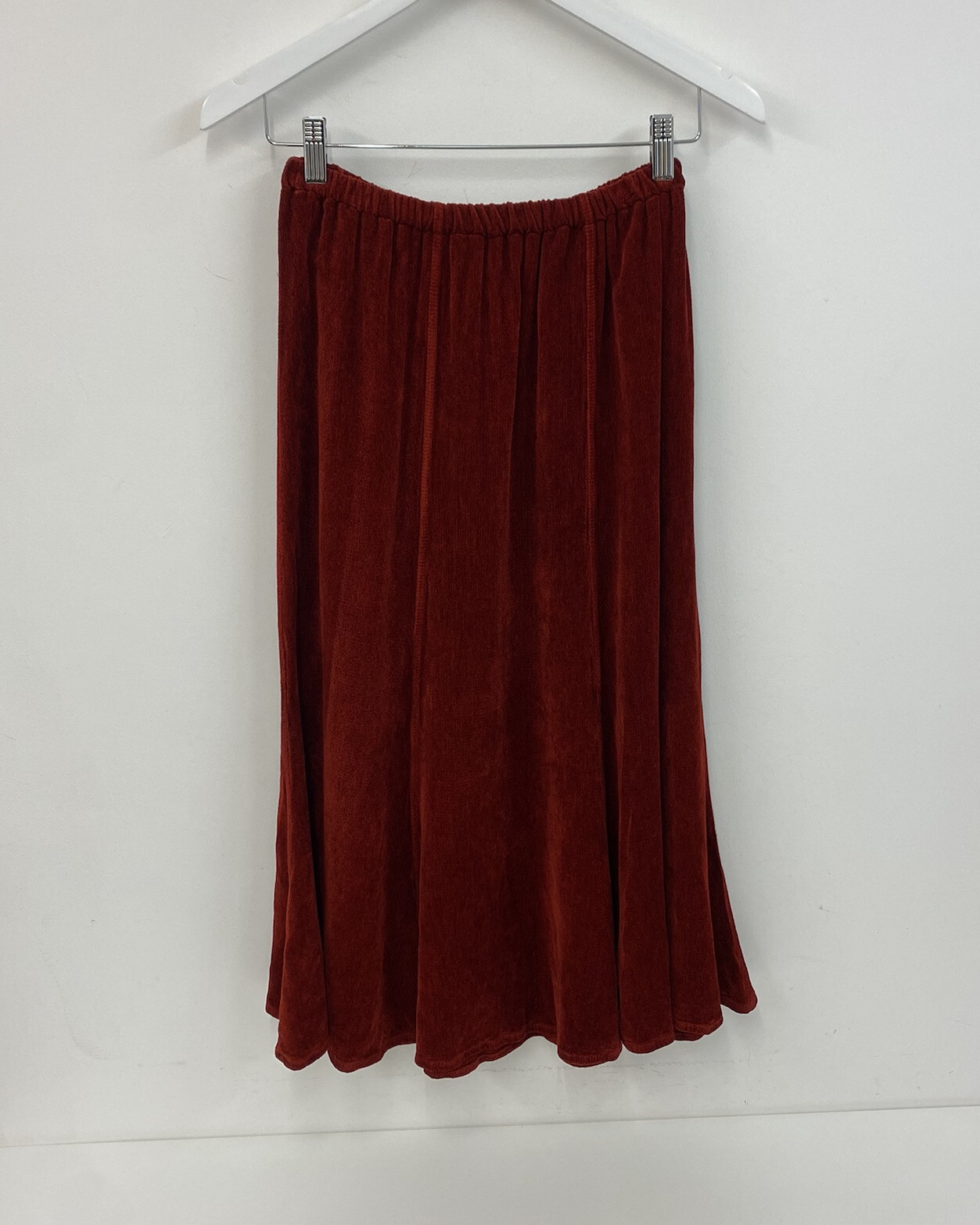 Sahara Maxi Skirt Orange / Red Stretchy Waist Size Small Ladies Long Summer-image
