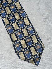 Paolo Gucci Mens Dress Tie Size 57” Blue Beige Geometric Silk Italy Business