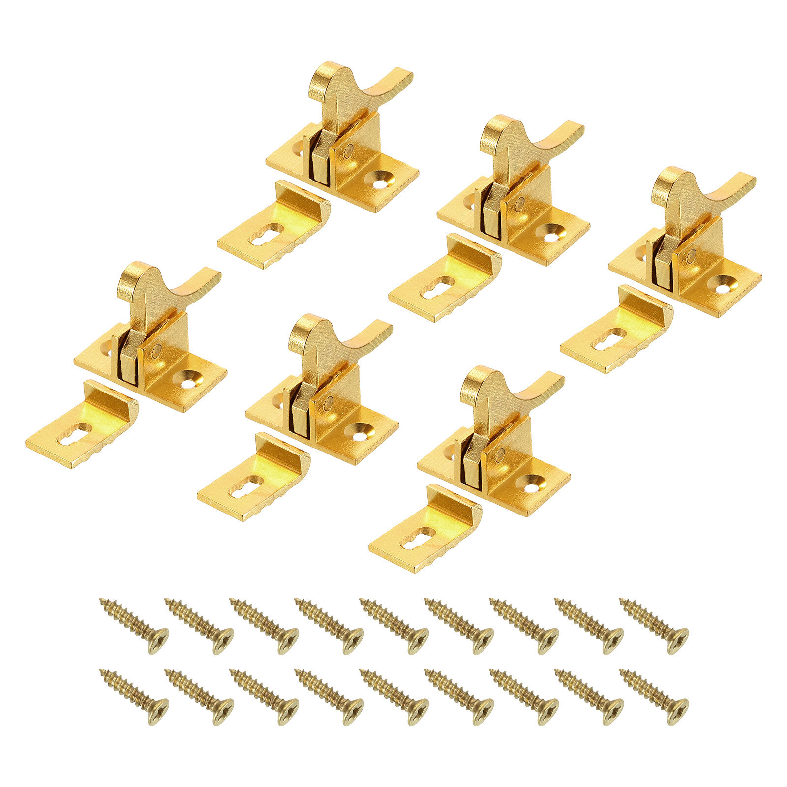6 Pcs Cabinet Door Catch, Latch Lock Metal for Cupboard Kitchen Closet, Brass