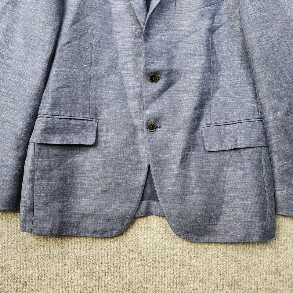 Chaqueta Abrigo Deportivo Azul Mezcla Lino Eidos Napoli by Isaia EU54R US40R Leer Nuevo sin Etiquetas Foto 4 de 4