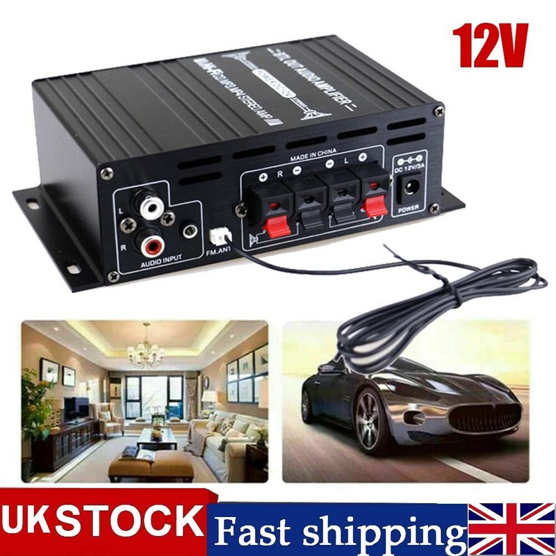 80W bluetooth Stereo Amplifier Amp HIFI Audio Radio 2CH USB AUX FM Car Home UK