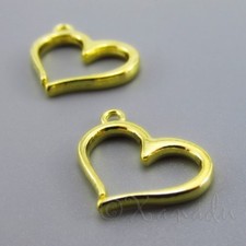 Heart Charms 16mm Wholesale Gold Plated Pendants C2823 - 10, 20 Or 50PCs