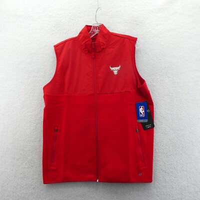 Chicago Bulls Vest Jacket Mens Medium '47 Brand Red Fleece Lined Active Running