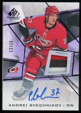 2021-22 Upper Deck SP Game Used Purple Jersey Auto /15 Andrei Svechnikov #72