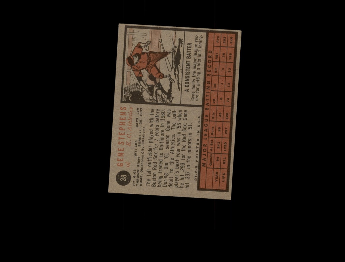 1962 Topps 38 Gene Stephens EX #D1,013257 | eBay