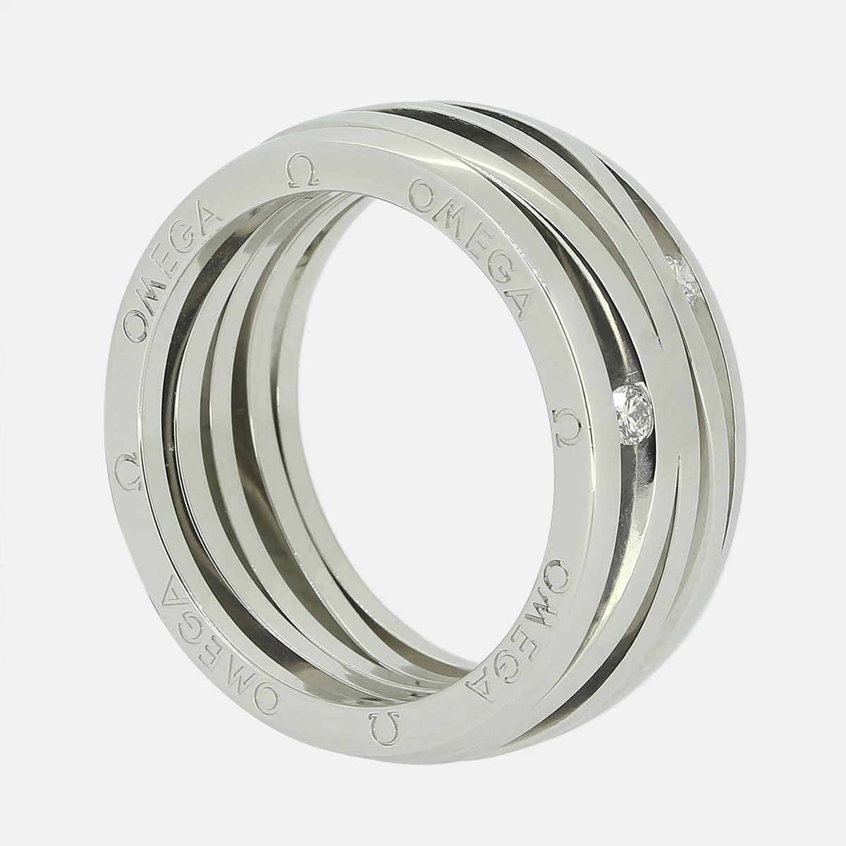 Omega Aqua Diamond Ring 18ct White Gold