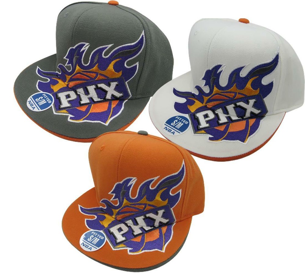 Phoenix Suns Orange White Gray Mens S/M Fitted Flat Brim Hat