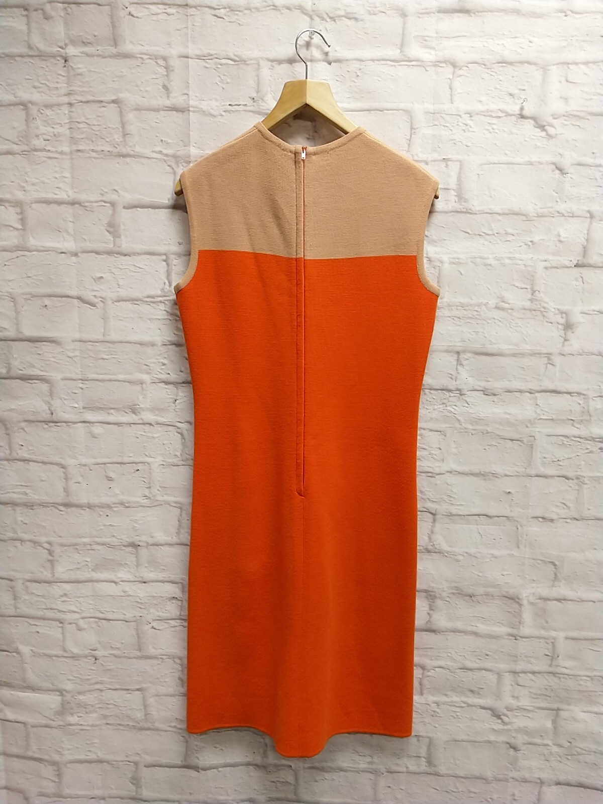 Vintage 60’s Susan Small 2 Piece Orange & Beige Jersey Dress & Jacket