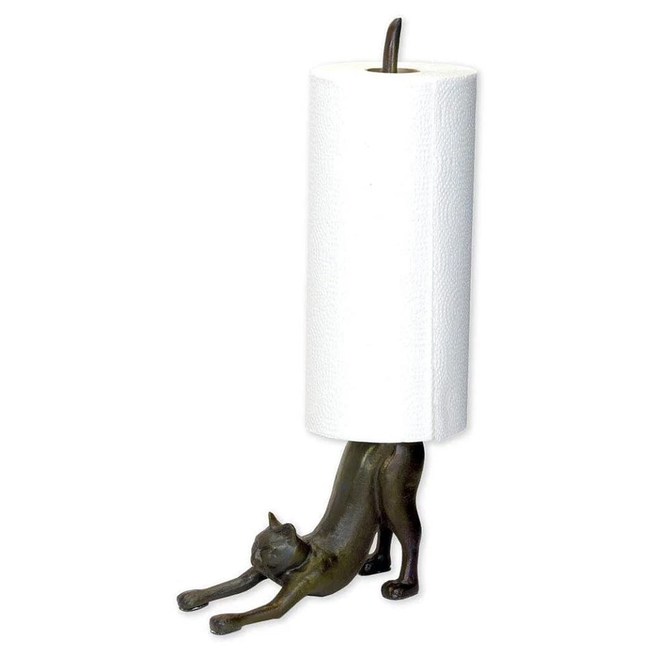 Organizador de rollos de papel higiénico de hierro fundido para gatos de yoga elástico Foto 3 de 4