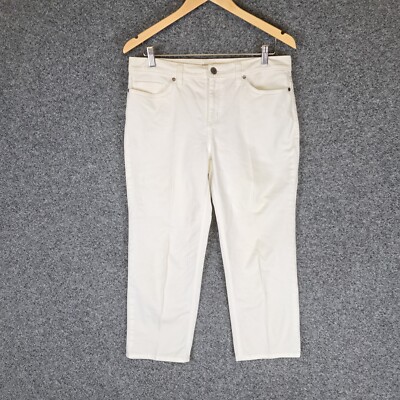 Sportscraft Womens Crop Jeans Size 10 White Denim High Rise