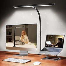 LED Desk Lamp for Office Home, Eye-Caring Desk Light with Standard Black