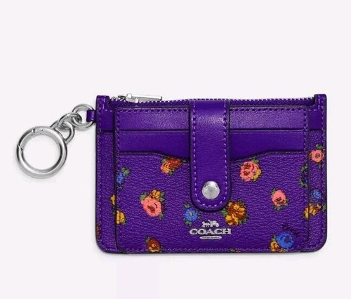 Coach Kartenetui lila mit Blumenmuster beschichtetes Canvas-Aufsatz