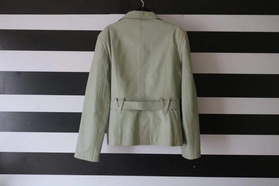 Chaqueta para mujer Nine West verde con cremallera completa bolsillo frontal talla L Foto 2 de 4