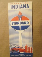 Standard Oil  Highway Road Map of Indiana 1951