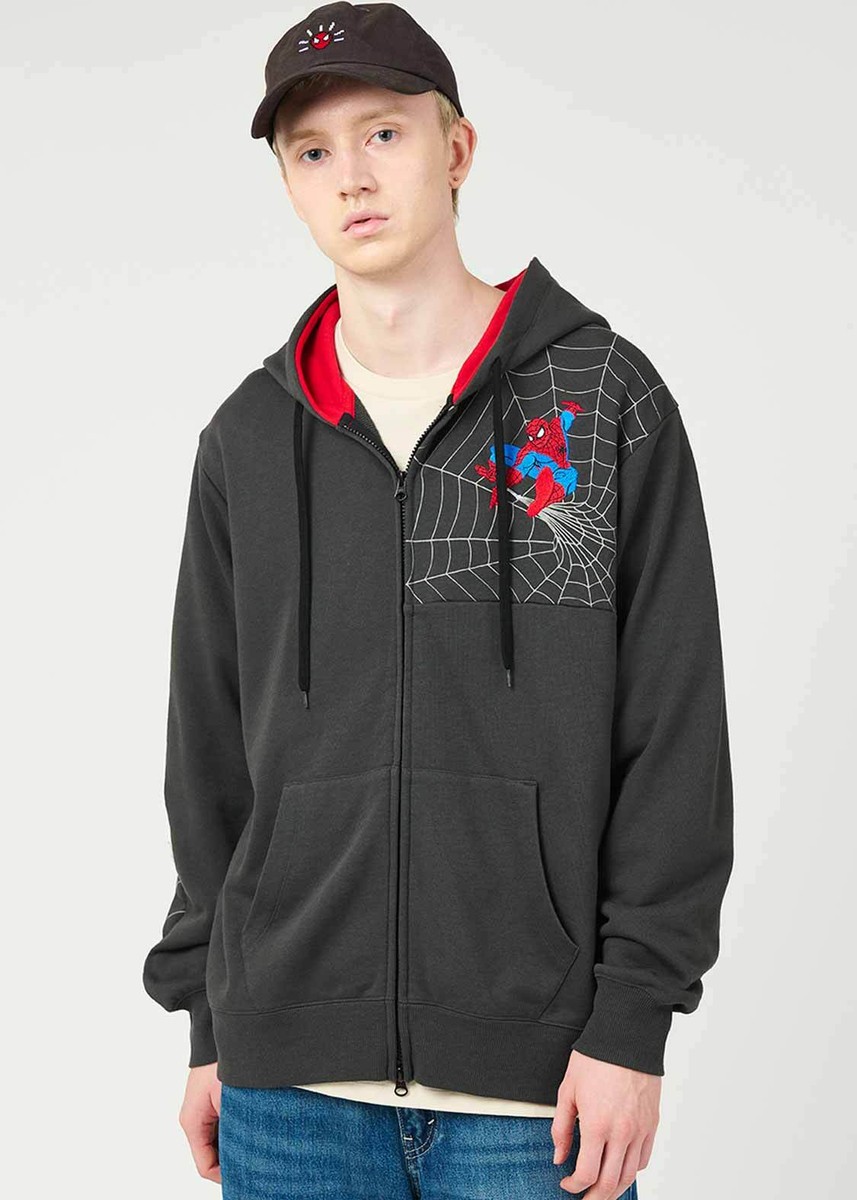 MARVEL Spiderman × graniph Spider web Zip Hoodie Black Japan