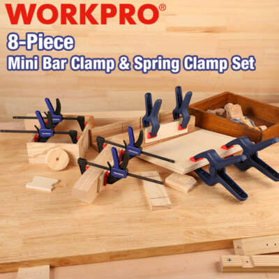 WORKPRO 8PCS Clamp Set 4-pack 4 Spring Clamps  4-1/2'' Light-Duty Mini Bar Clamps