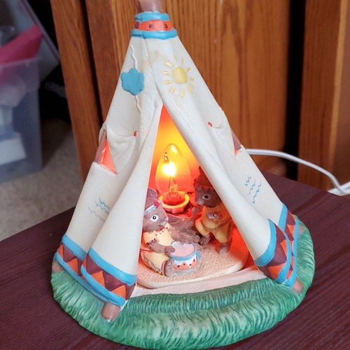 Vintage 1991 Enesco "Friends of the Feather" Indianer Tipi Tipi Nachtlicht - Bild 11 von 12