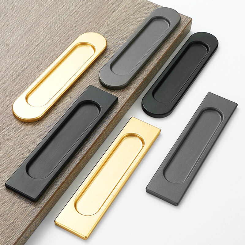 Aluminum Recessed Flush Sliding Wardrobe Cabinet Door Insert Handle  -image