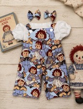 16&rdquo; Cabbage Patch Kids Raggedy Overalls Outfit Bows Clothes Only