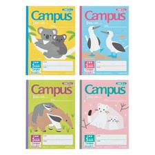 KOKUYO Campus Notebook, Semi-B5 size, 5mm grid ruled, animal print, 4-pack.