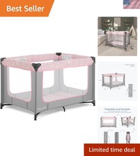 Zodiak Baby Playard - Portable, Breathable Design in Grey Pink, 6-36