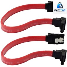 2-Pack Red 90 Degree Right-Angle 6.0 Gbps SATA III Data Cable with Locking La...