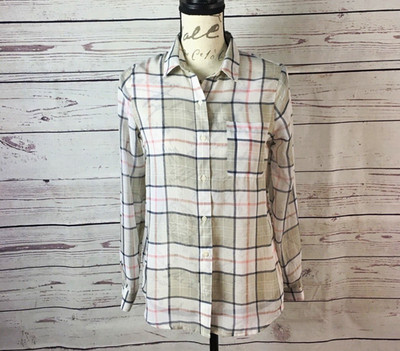 Old Navy Women s XS Plaid Collared Long Sleeve Button-Up Woven Blouse Shirt
