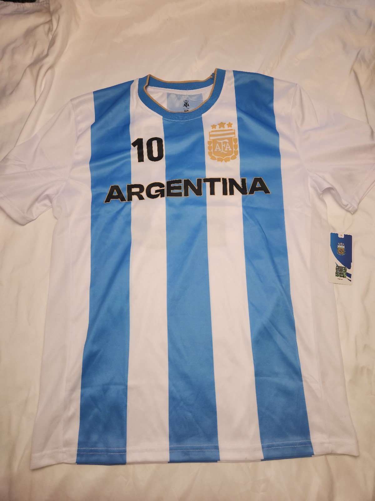 AFA Official Soccer Jersey Blue White Argentina Medium Lionel Messi #10 Licensed