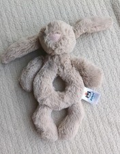 Jellycat Bashful Beige Bunny Ring Rattle Small Plush Toy Soft Comforter VGC