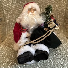 Vintage Handmade Santa Claus Holding Bag Of Toys