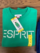 NWT Esprit Women's Logo Fleece Crewneck Sweatshirt Embroidered 80s Retro Viral
