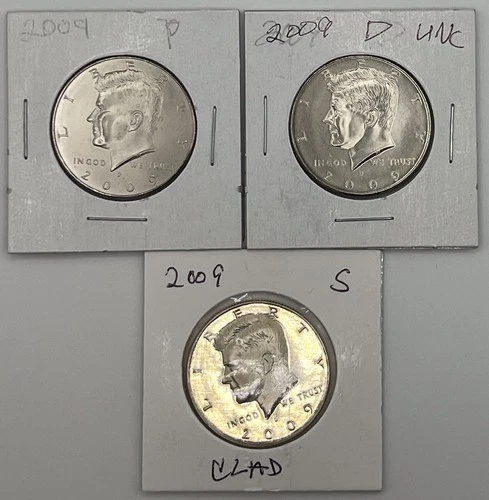 2009 P D S - UNC Kennedy Half Dollar ~ 3 Coin Set