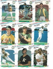Lot of 9 - Oakland Athletics - 1988 Fleer - D. Eckersley, Mike Davis, Bob Welch