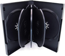 Black 8 Disc DVD Cases with 3 Flip Trays and Outter Clear Sleeve, 10 Pack
