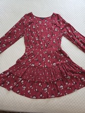 American Eagle Summer Babydoll Mini Dress Sz Large Tiered Balloon Sleeve Gauzy