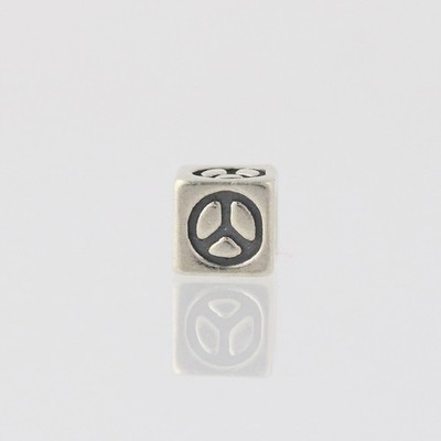 Kleines Peace Zeichen Block Perle Charm - Sterling Silber 925 Symbol Schmuckherstellung