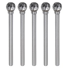 5pcs 1/4" (6mm) Head 1/8" (3mm) Shank D-Shape Double Cut Carbide Rotary Burrs