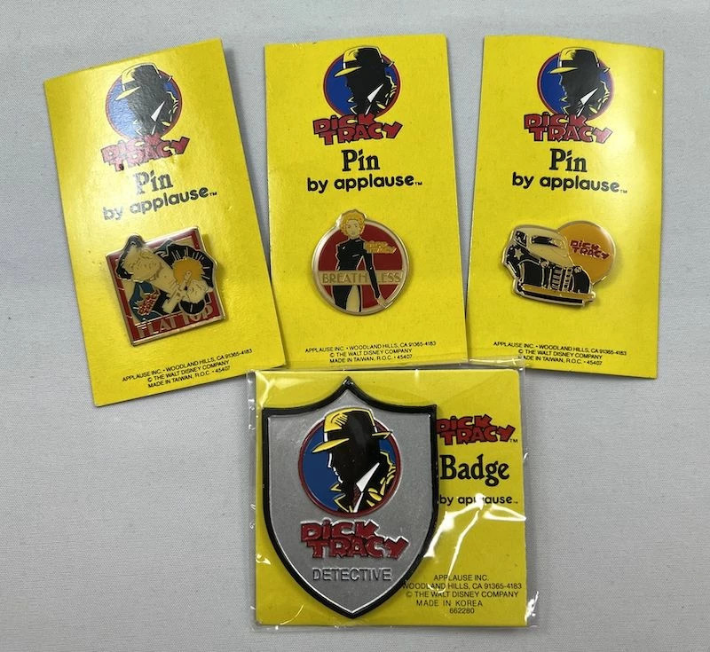 Badge et pins Dick Tracy 1990 Applause neufs idée cadeau vintage pour cinéphile