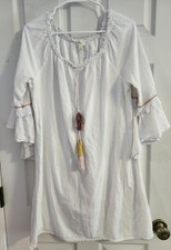 Style & Co Cotton Off Shoulder Bell Sleeve Dress White Large
