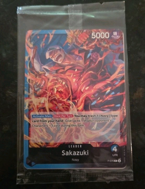 One Piece TCG Sakazuki Leader P-076 English Promo Pack+Sanji Promo