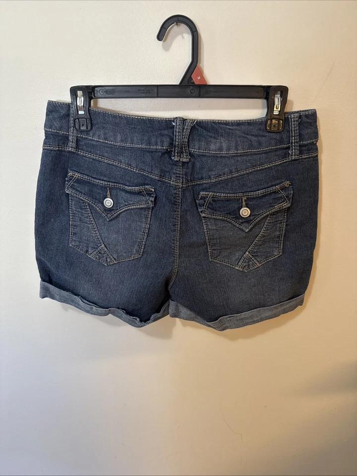 Женские синие шорты Canyon River 6 из синей джинсовой ткани с манжетами швы для заднего кармана - Изображение 3 из 4