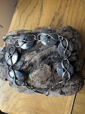 Handgefertigtes Arts & Crafts Stil Sterlingsilber Gliederarmband