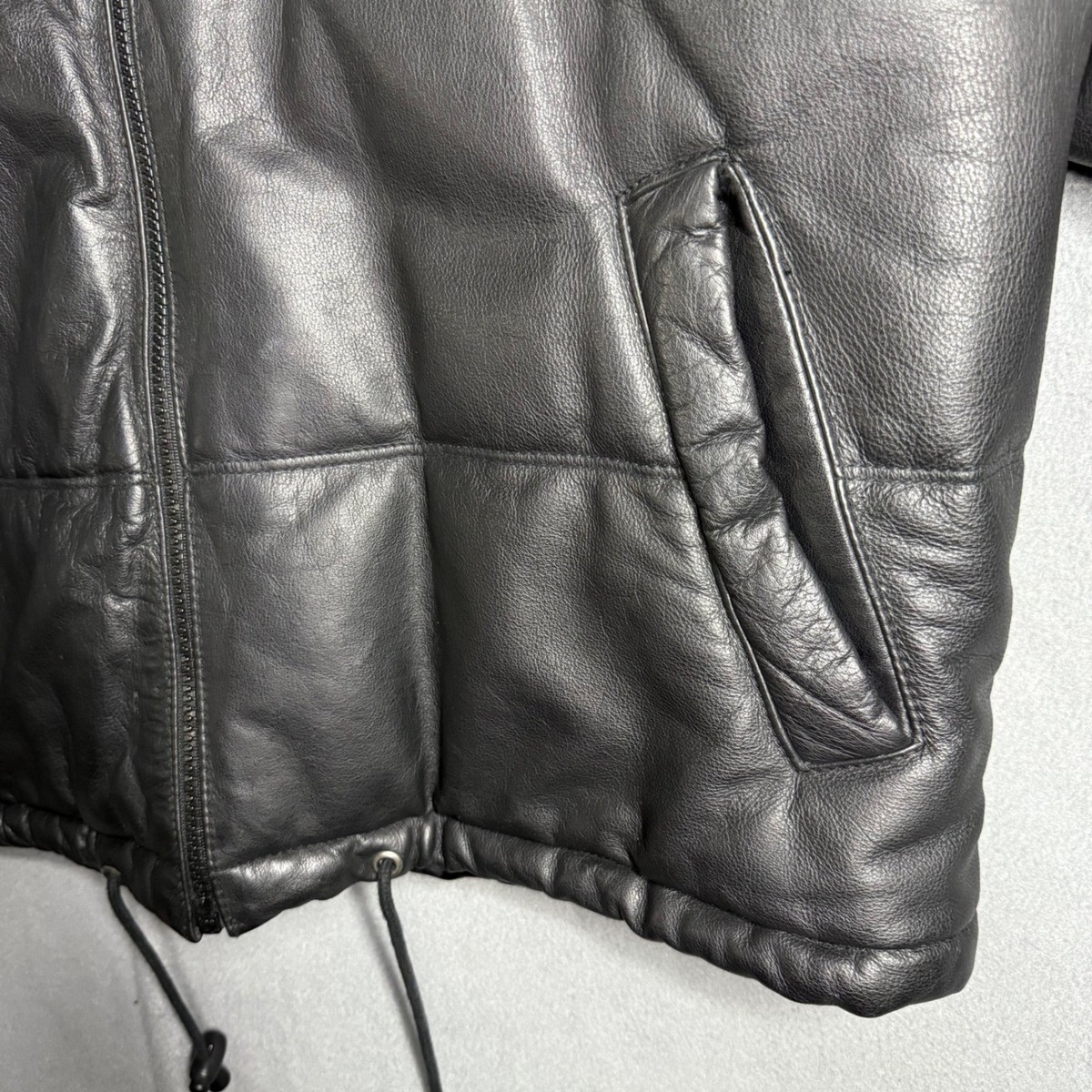Wilsons The Leather Experts Black Puffer Leather Jacket Men's Size
