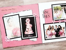 Pink Wedding Scrapbook Layout, Pink Wedding Scrapbook Pages, Pink Wedding Pages