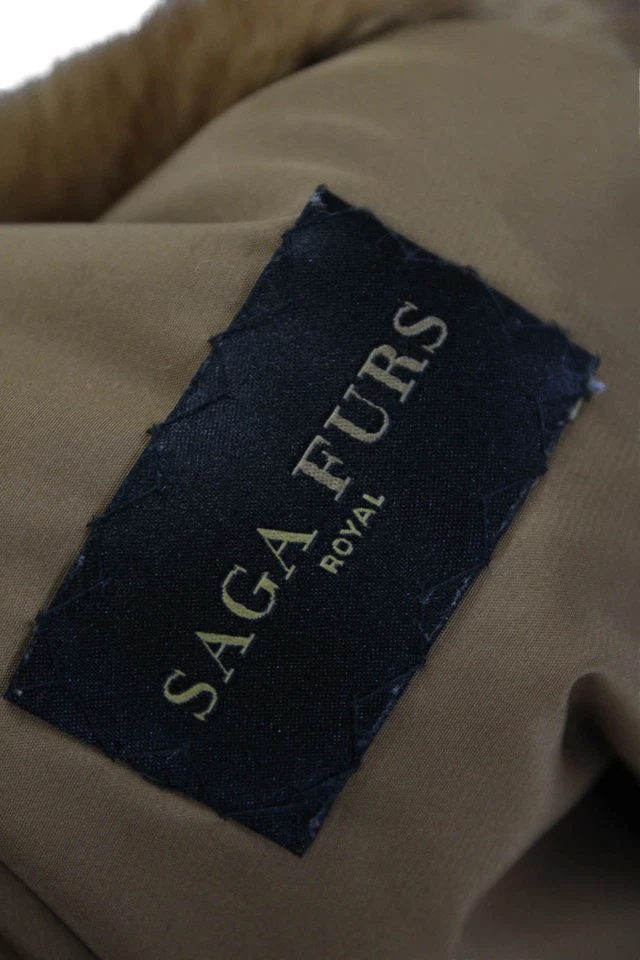 Abrigo básico Saga Furs para mujer de piel real manga larga frente abierto marrón talla 8 Foto 4 de 4