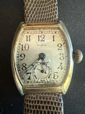 Vintage 1920s Elgin Art Deco Tonneau Watch – Running – SubSeconds – Lizard Strap
