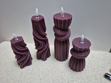 ELAMBIA 4 LED-Kerzen Design-Formen Flamme Luma, Timer Höhe 15cm & 25cm Feige