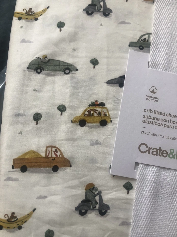 NWT Crate&Kids Fitted Crib Sheet, Organic Cotton - Image 3 of 3